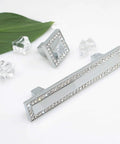 Crystal Cabinet Pulls 4 Pack With 1 Inch Screws Zinc Alloy Crystal Drawer Pull Handles sleek design with leaf background