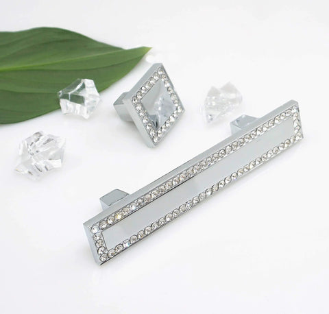 Crystal Cabinet Pulls 4 Pack With 1 Inch Screws Zinc Alloy Crystal Drawer Pull Handles sleek design with leaf background