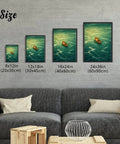 Framed Man Rowing Boat In Ocean Canvas Print Poster Art For Living Room And Apartment Decor Dope Contemporary Wall Decor With Black Frame 16 By 24 Inches Vibrant Modern Home Vibe