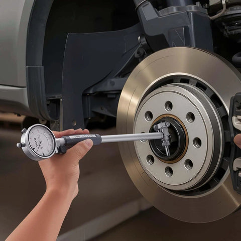 Pro Grade Dial Indicator and Bore Gauge Set for Lathe and Milling Work, 0.001 Inch Precision, used on car brake disc