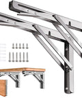 Heavy Duty Stainless Steel Folding Shelf Brackets Rock Solid Collapsible Wall Mounts with all hardware for easy installation.
