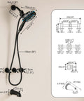 Matte Black Three Handle Shower Faucet Set With Long Tub Spout Perfect For Bathtub Shower Combo Complete Kit Includes Valve
