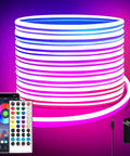 Coiled 32.8 Ft LED Neon Lights With Remote App Control, IP65 Waterproof Flexible RGB Neon Strip Lights, 24V Rope Light.