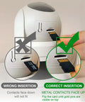 Heavy Duty All In One Wireless Home Security Alarm System 23 Piece Kit showing correct micro SD card insertion guide.