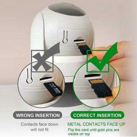Heavy Duty All In One Wireless Home Security Alarm System 23 Piece Kit showing correct micro SD card insertion guide.
