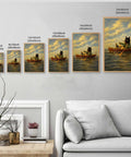 Gallery of Vintage Cat Rowboat Framed Wall Art Cozy Coastal Ocean Scene Print For Living Room Bedroom Dorm Office Retro Aesthetic