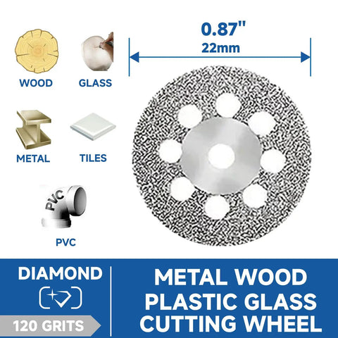 Diamond Cutting Wheel Set For Rotary Tools With 22mm Mandrel, 10 Coated Cut Off Discs For Dremel And Similar Tools, Ultra Sharp For Glass, Ceramic, Tile, Stone, Metal And Gemstone Cutting