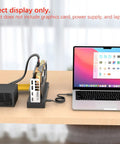 Level Up Your Portable Setup With This Rock Solid Mini Egpu Enclosure offering Thunderbolt Four and USB4 bandwidth for Nvidia or AMD PCIe video cards, with power supply and laptop for reference.
