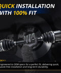 Mechanic holds Beefy 4WD Front CV Axle Shaft Assembly Replacement 60 1345 2 Piece Set For 2002 2009 Chevrolet Trailblazer GMC Envoy