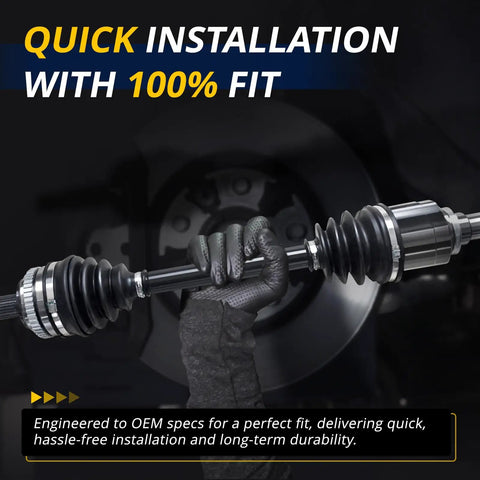 Mechanic holds Beefy 4WD Front CV Axle Shaft Assembly Replacement 60 1345 2 Piece Set For 2002 2009 Chevrolet Trailblazer GMC Envoy