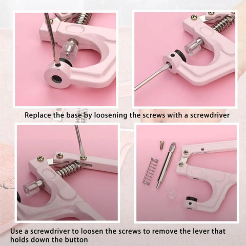 Snap Pliers Set For T3 T5 T8 KAM Snaps Handheld Button Fastener Press Attacher For Crafts shown with screwdriver and parts