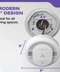 Front view of Hardwired Smoke And Carbon Monoxide Detector Combo With Interconnected Alarm LED Status Lights and AA Battery Backup.