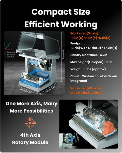 Air Desktop CNC Milling Machine With 4th Axis And Add On Module, enclosed mini CNC mill with 4th axis rotary module