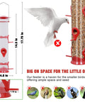 2 Pack Outdoor Bird Feeders With 6 Feeding Ports displayed with dimensions and bird examples, highlighting squirrel deterrent