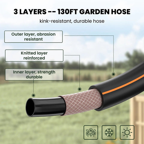 Diagram of Heavy Duty Retractable Garden Hose Reel Half Inch X 130 Ft with layered construction for durability and kink resistance.