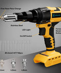 Cordless Rivet Nut Tool Kit 20V Battery Compatible Tool Only with Brushless Motor and Ergonomic Grip, Pop Rivet Gun Set