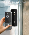 Wireless Battery Powered Doorbell Camera With Chime And Night Vision 1080P HD installed on door frame