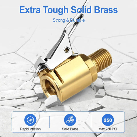 Two Pack Tire Air Chuck With Clip Adapter 8mm Quick Connect Brass Locking Nozzle For Tire Inflators And Air Compressors Leak Proof