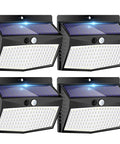 Four Pack 138 LED Solar Motion Sensor Outdoor Lights With 180 Degree Coverage, Waterproof Wall Lights for garden