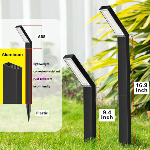 Solar Pathway Lights 4 Pack Outdoor Waterproof Garden Lighting with cool to warm LEDs and weatherproof ABS material illustration