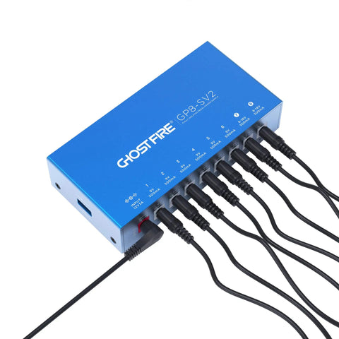 Eight Channel Isolated Pedal Power Supply With 9V 12V 15V 18V Outputs And 5V USB Separate Short Circuit Protection connected view