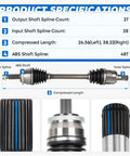 Beefy Front CV Axle Shaft Set For Hyundai Sonata 2011 2012 2013 2014 2.4L L4 GLS Automatic Transmission specifications diagram