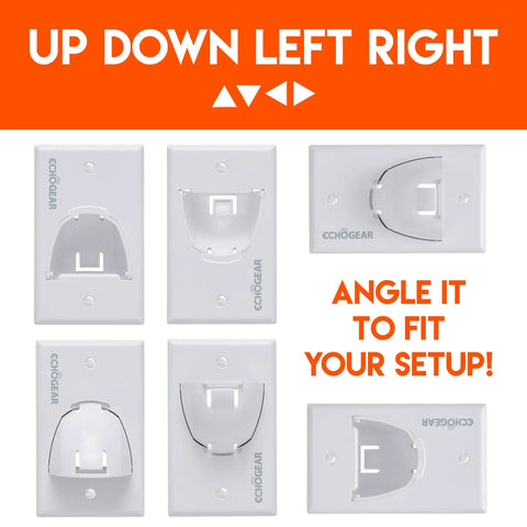 White In-Wall Cable Hider Kit for Single Gang Pass-Through - Hide Up To 8 HDMI And Low-Voltage Cables, angle variations shown