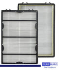 Two-pack replacement filter set for Holmes and GE air purifiers with H13 True HEPA and carbon pre filters in black frames.