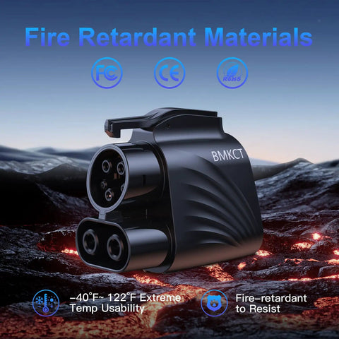 Upgraded Nacs To Ccs1 Supercharger Adapter With Heavy Duty 500 Amp 250 Kw Connector, featuring fire retardant materials and extreme temp usability.