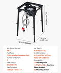Single Burner Outdoor Propane Gas Stove 100,000 BTU LPG Camping Cooker with tall stand and PSI regulator, carbon steel