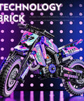 Motorcycle Building Block Set With 476 Pieces, Epic Collectible Display Model with colorful decals on stand