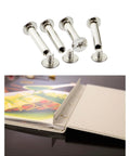 Top Tier 120 Piece Chicago Screw Binding Post Assortment Kit Featuring 304 Stainless Steel Leather Hardware Fasteners shown with binding posts and a folder.