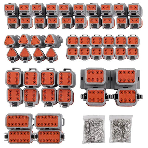 DT Waterproof Automotive Connector Kit, 372-Piece Set With 2 3 4 6 8 12 Pin Sealed Housings, PA66 Nylon and contacts