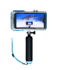 Dive 2.0 Waterproof iPhone Housing Delivers 130 Feet Depth Ultra Tough Underwater Case with phone and diving handle.