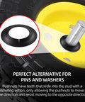 Close-up of Eight Pack Spring Steel Push-On Push Nuts For Dolly Wheels Fits Five Eighths Inch Dolly Axle Rods With Oiled Phosphate Finish