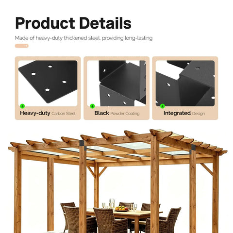 Four Pack 4x4 Post Pergola Brackets For Wood Deck Mounting Built To Last Gazebos Carports Treehouses Steel Powder Coated Black Finish Weatherproof Heavy Duty Outdoor Mounting