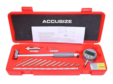 Digital Bore Gauge Pro Grade 2 To 6 Inch With 0.0005 Inch Resolution, Self Centering, 6 Inch Stem, Imperial And Metric Readouts, AGD2 Style Dial Indicator, Includes Case And Holder, Battery Ready With CR2025