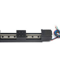 Side view of Befenybay 100mm mini linear rail guide with lead screw and NEMA11 motor.
