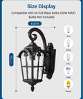 Dusk To Dawn Outdoor Wall Light With Built In Sensor No Fuss Easy Install Auto On Off At Night Waterproof Exterior Lantern Black Roman Style 17.7 Inch Sconce for Porch and Patio