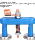 Heavy Duty Magnetic Welding Support Clamp With 36mm Spring Design shows blue body and a strong suction grip for metalworking.