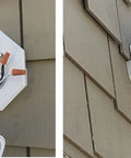 Vertical Siding Lamp Mount Kit With Built-In Box For Lights One Half Inch PVC installed on brown siding
