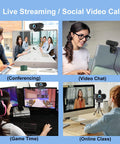 Kickass 1080P Full Hd Webcam With Built In Noise Reducing Microphone And Auto Light Correction For Dope Video Calls On Laptop Desktop Computer System in use during conferences, video chats, gaming and online classes.