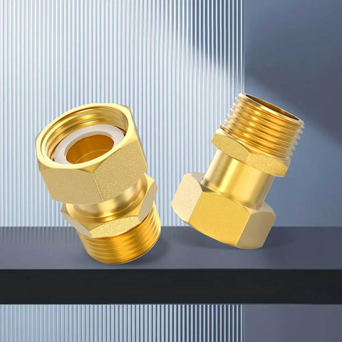 Brass Water Meter Coupling Kit 5 Pack 1/2 Inch Male NPT To 1/2 Inch Female BSP Adapters with Seal Washer for Leak-Free Connections