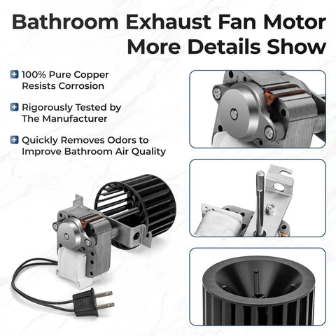 Replacement Bathroom Vent Fan Motor Blower Assembly For Heaters 162E 164E Series with copper elements and wiring
