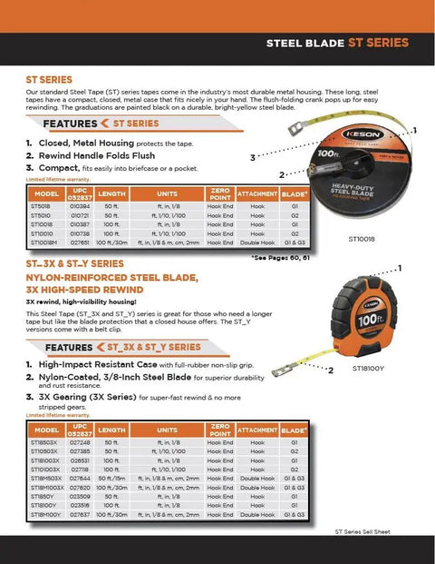 Heavy Duty Steel Tape Measure With Closed Abs Case, Built To Last 50 Foot Speed Rewind, displayed in product catalog.