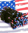 Patriotic 200 LED 66Ft Fairy String Lights With 8 Lighting Modes for indoor and outdoor decor in red white and blue