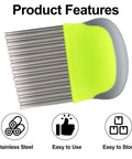 Vegetable crinkle cutter with stainless steel wavy blade and neon green handle.