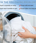 Universal Dryer Roller Kit For LG And Kenmore Models fixing dryer operation issues as described, laundry being loaded