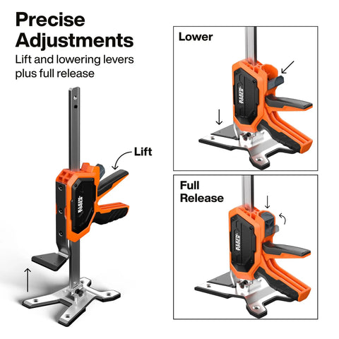 Workhorse Construction Jack For Drywall And Panels, 350 Pound Capacity, 10 Inch Lift Range, hands-free lifting features
