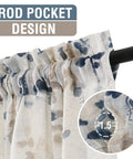 Linen Sheer Curtains For Living Room And Bedroom 63 Inch Long Light Filtering Rod Pocket Panels Two Panels Floral Print Bluestone And Taupe